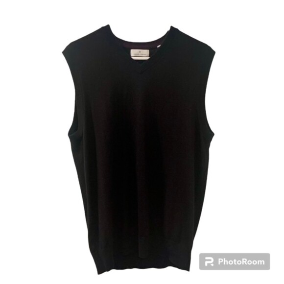 Toscano Firenze Mens Black Merino Wool Acrylic Sweater Vest Size Large - Picture 1 of 10